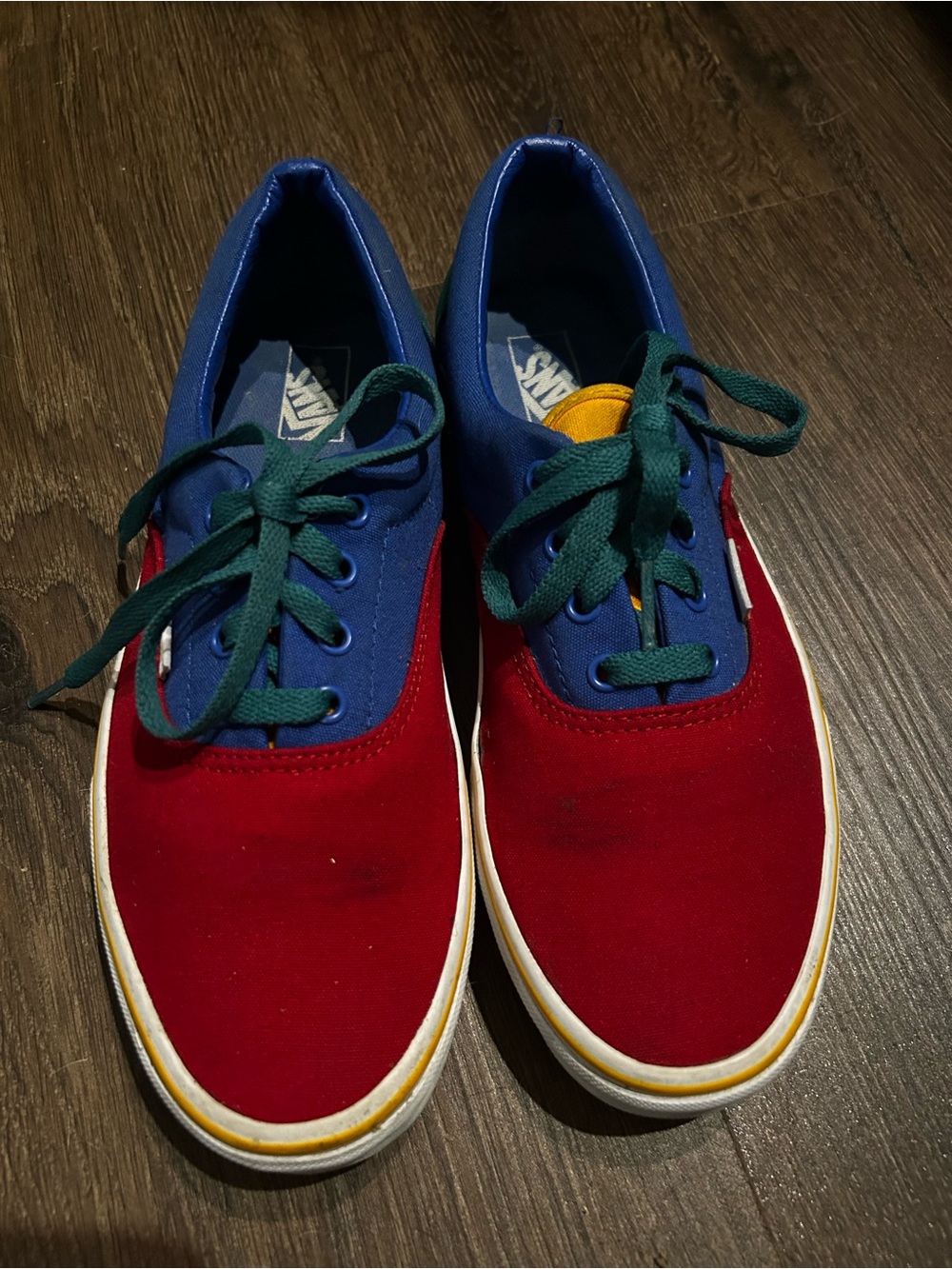 Vans Y7/W8.5 Colorblock Low-Top Sneakers in Red, Blue, Green, Yellow